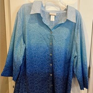 Alfred Dunner Blue Ombre Button-Up Shirt